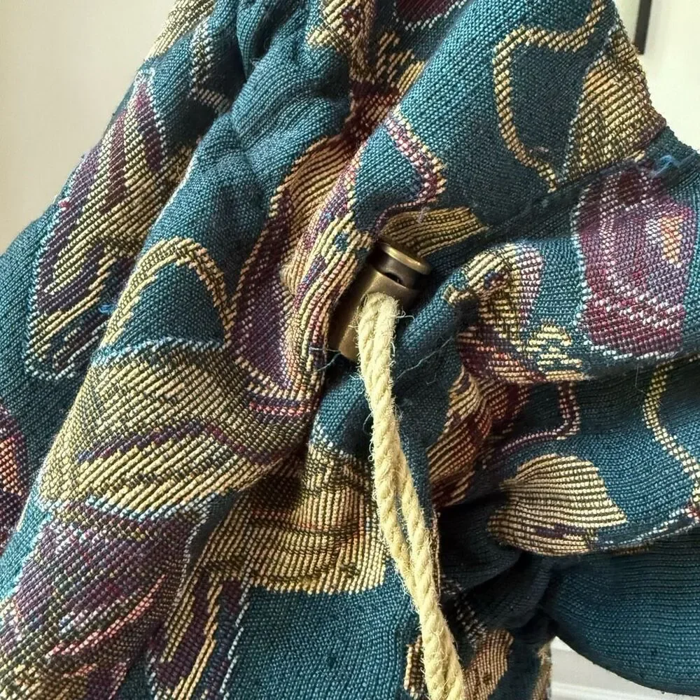 Vintage 90s Golf Tapestry Sling Shoulder Bag Drawstring